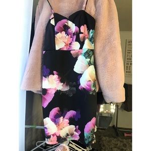 Floral black bodycon dress